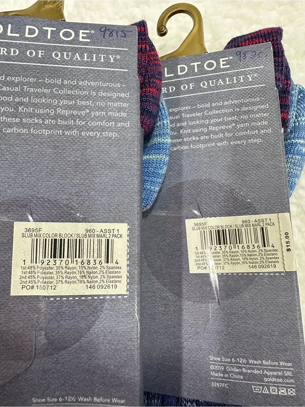 Gold Toe Men's Blue Casual Traveler Socks